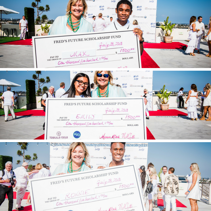 Fred's Future Scholarship recipients accepting their check's while volunteering as Junior Mentors at White Light White Night