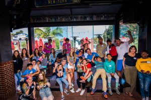 Group photo of Walk With Sally mentors and mentees impacted by cancer gathering together as a community at the friendship activity in El Segundo near Los Angeles